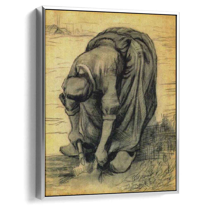 Peasant Woman, Stooping with a Spade, Digging Up Carrots by Vincent van Gogh