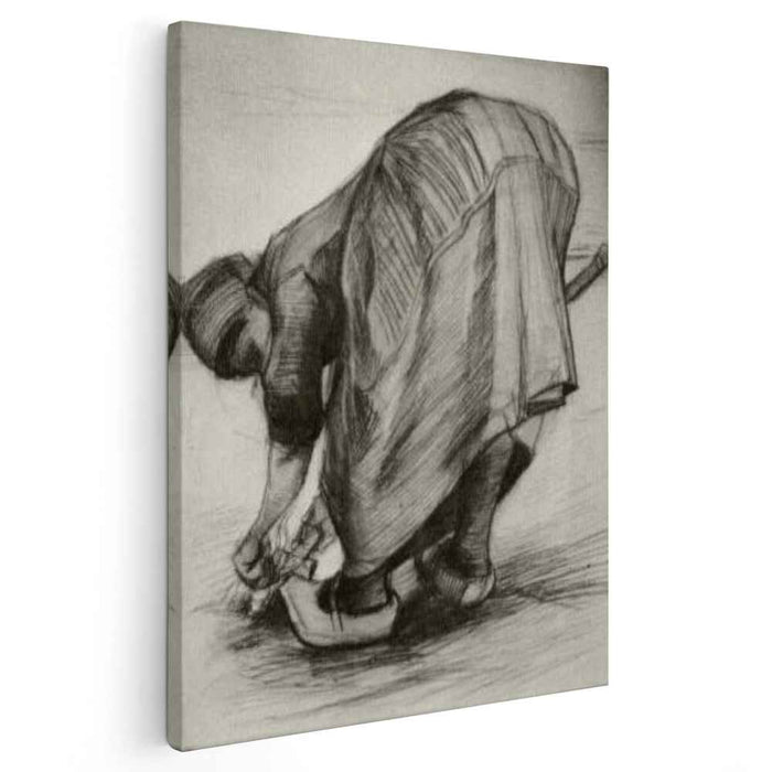 Peasant Woman, Stooping with Spade, Possibly Digging Up Carrots by Vincent van Gogh