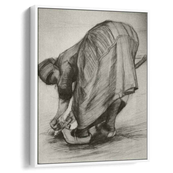 Peasant Woman, Stooping with Spade, Possibly Digging Up Carrots by Vincent van Gogh