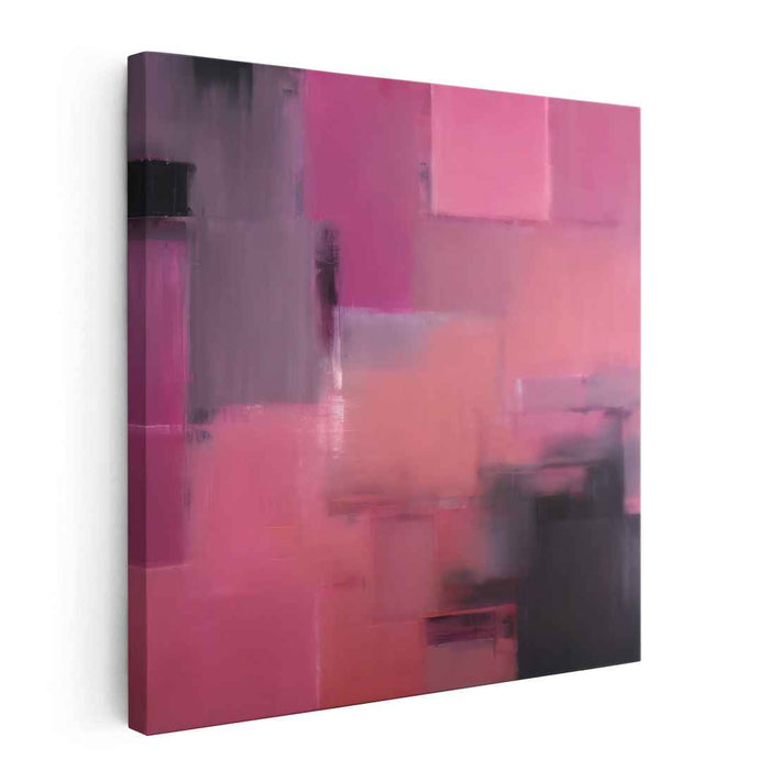 Pastel Echoes on Canvas: Abstract Expressionist Pink and Gray Canvas Art Print
