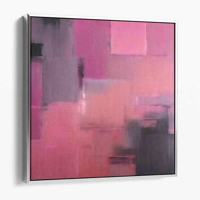 Pastel Echoes on Canvas: Abstract Expressionist Pink and Gray Canvas Art Print