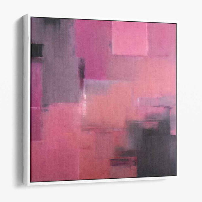 Pastel Echoes on Canvas: Abstract Expressionist Pink and Gray Canvas Art Print