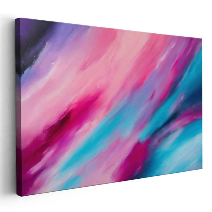 Pastel Mirage Dance: Abstract Blend of Pink and Blue Canvas Art Print