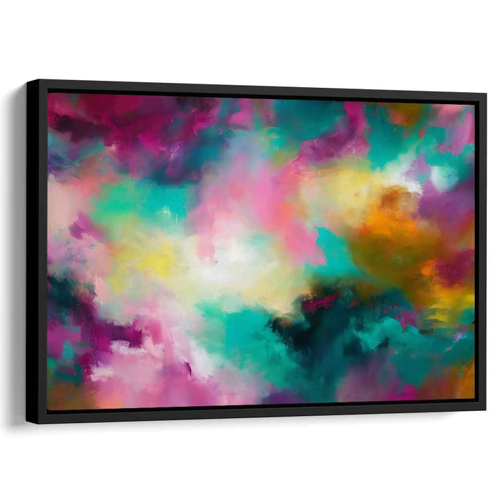 Dance of Colors: Abstract Expressionist Teal and Magenta Canvas Art Print