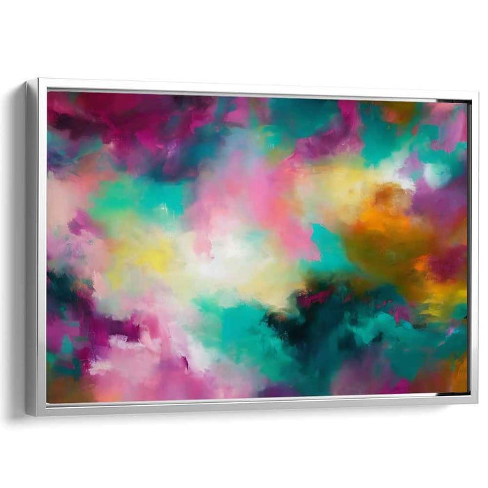 Dance of Colors: Abstract Expressionist Teal and Magenta Canvas Art Print