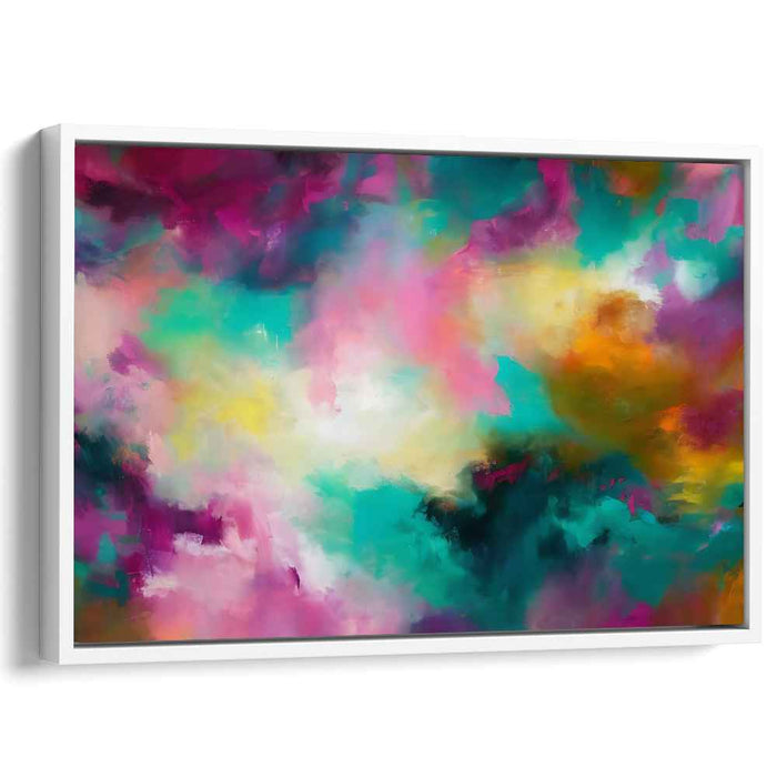 Dance of Colors: Abstract Expressionist Teal and Magenta Canvas Art Print