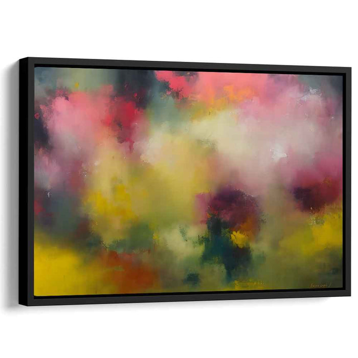 Chromatic Emotion: Abstract Expressionist Pink and Yellow Canvas Art Print