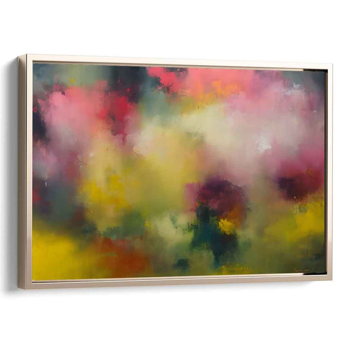 Chromatic Emotion: Abstract Expressionist Pink and Yellow Canvas Art Print