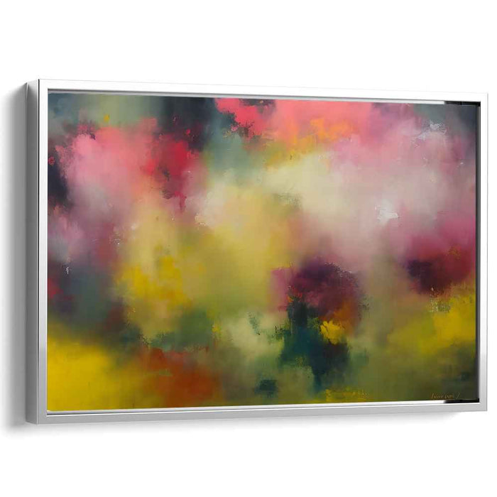 Chromatic Emotion: Abstract Expressionist Pink and Yellow Canvas Art Print
