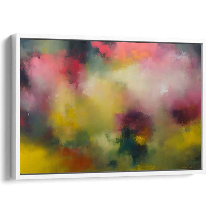 Chromatic Emotion: Abstract Expressionist Pink and Yellow Canvas Art Print