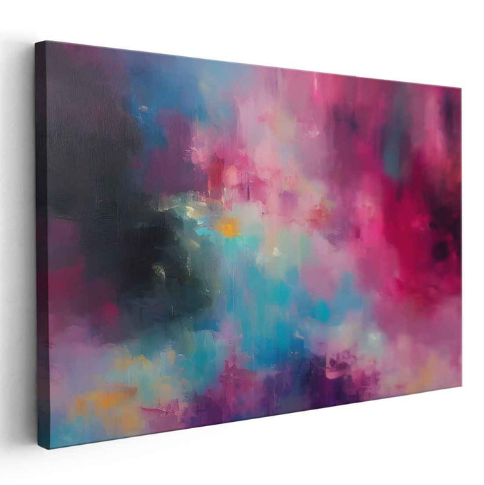 Magenta Dreamscape Symphony: Abstract Expressionist Magenta and Blue Canvas Art Print