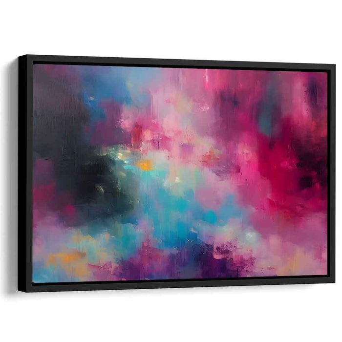 Magenta Dreamscape Symphony: Abstract Expressionist Magenta and Blue Canvas Art Print