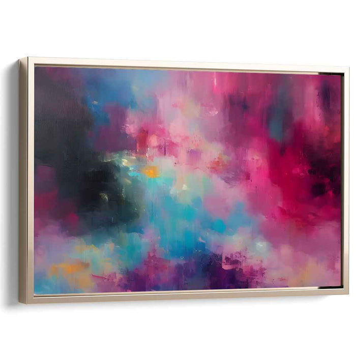 Magenta Dreamscape Symphony: Abstract Expressionist Magenta and Blue Canvas Art Print
