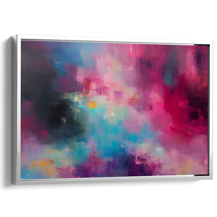 Magenta Dreamscape Symphony: Abstract Expressionist Magenta and Blue Canvas Art Print