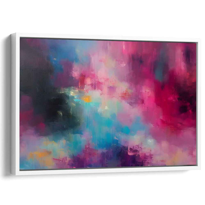 Magenta Dreamscape Symphony: Abstract Expressionist Magenta and Blue Canvas Art Print