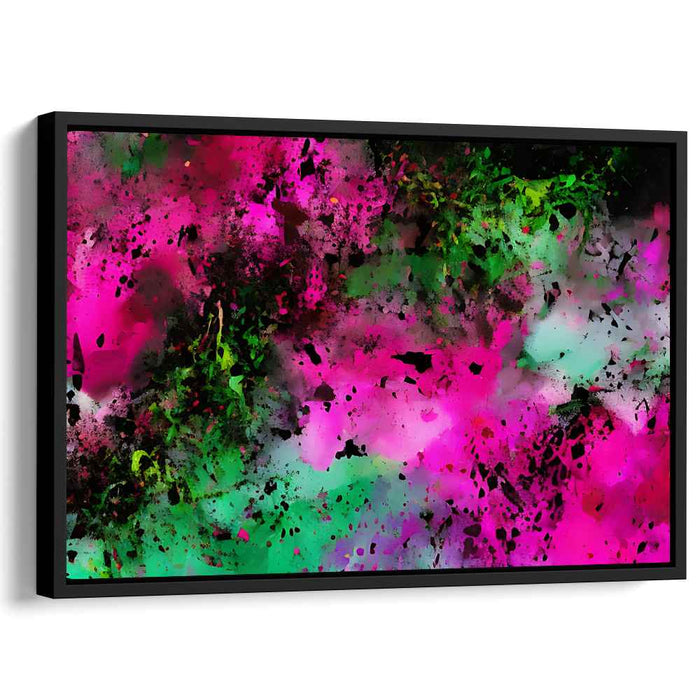 Electric Energy: Vibrant Abstract Expressionist Pink and Green Canvas Art Print