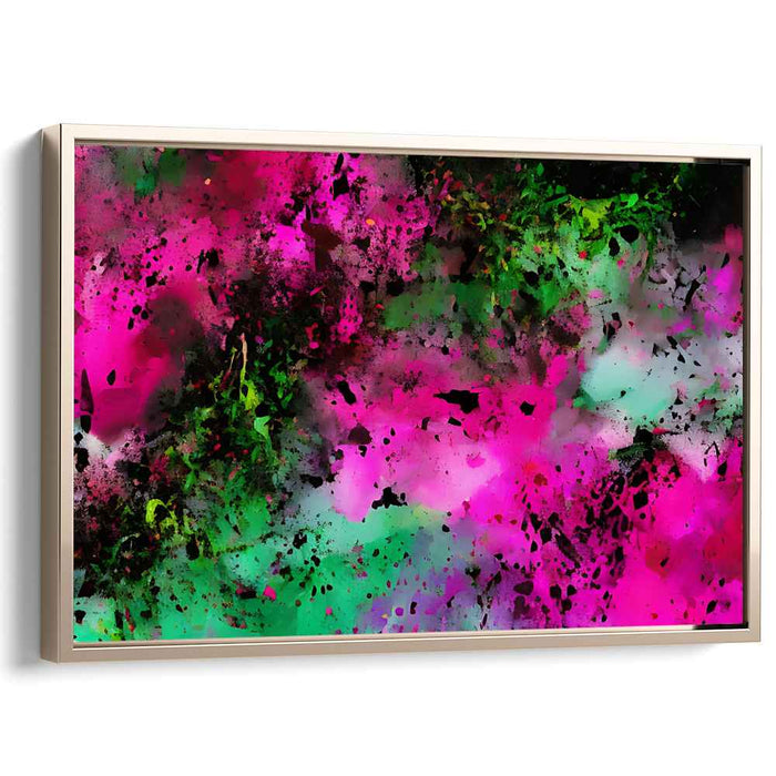 Electric Energy: Vibrant Abstract Expressionist Pink and Green Canvas Art Print
