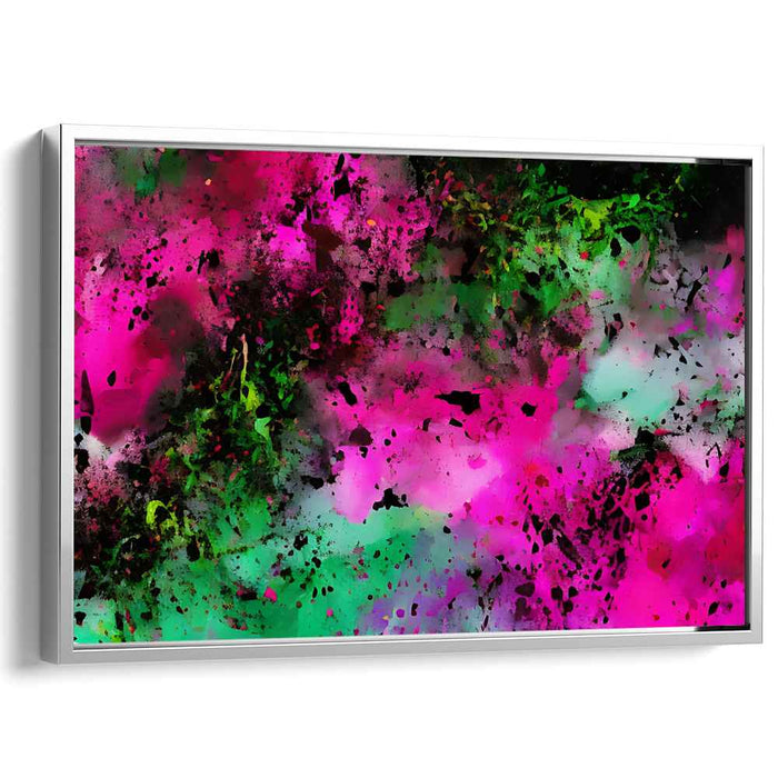 Electric Energy: Vibrant Abstract Expressionist Pink and Green Canvas Art Print