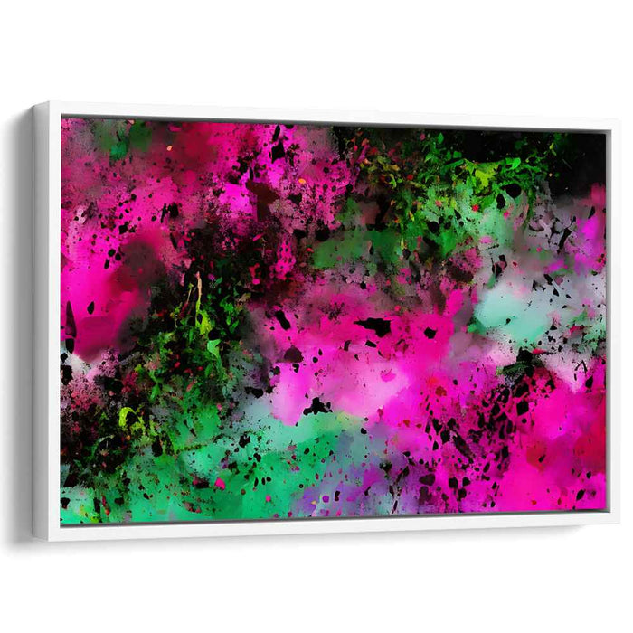 Electric Energy: Vibrant Abstract Expressionist Pink and Green Canvas Art Print