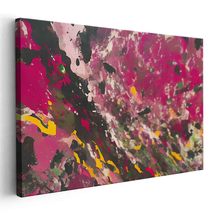 Magenta Melody Chaos Unleashed: Abstract Expressionist Magenta Canvas Art