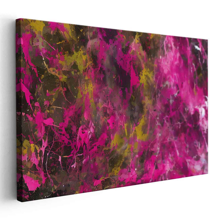 Harmonious Serenade of Crimson Waves: Abstract Symphony in Magenta and Gold Canvas Art