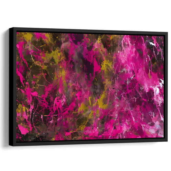 Harmonious Serenade of Crimson Waves: Abstract Symphony in Magenta and Gold Canvas Art