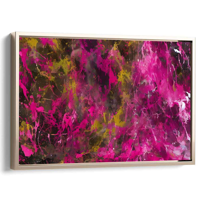 Harmonious Serenade of Crimson Waves: Abstract Symphony in Magenta and Gold Canvas Art