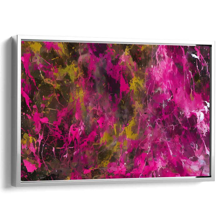 Harmonious Serenade of Crimson Waves: Abstract Symphony in Magenta and Gold Canvas Art