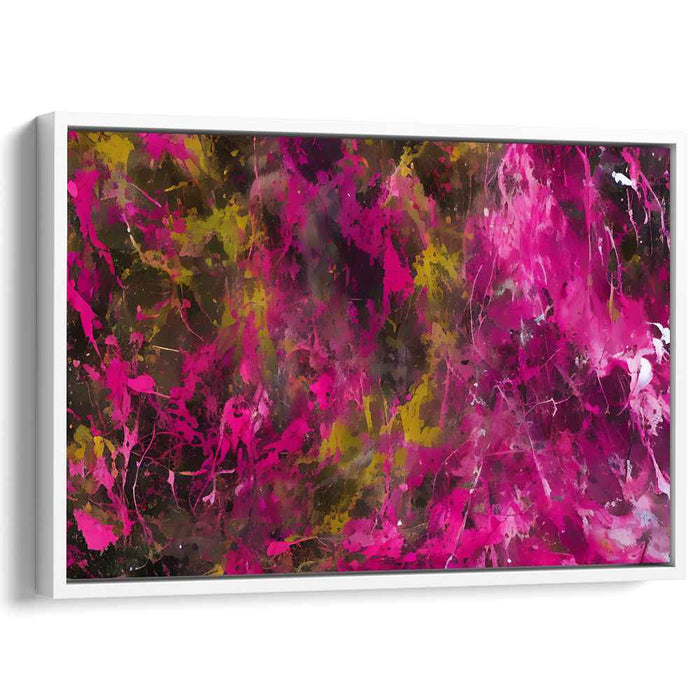 Harmonious Serenade of Crimson Waves: Abstract Symphony in Magenta and Gold Canvas Art