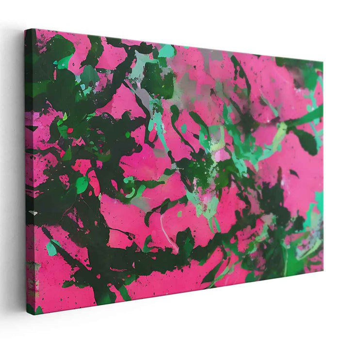 Neon Energy: Abstract Green and Pink Canvas Art Print