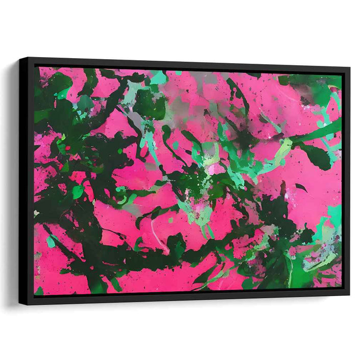 Neon Energy: Abstract Green and Pink Canvas Art Print