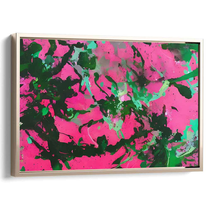 Neon Energy: Abstract Green and Pink Canvas Art Print