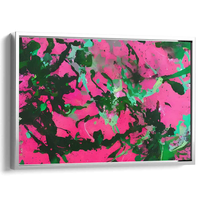 Neon Energy: Abstract Green and Pink Canvas Art Print