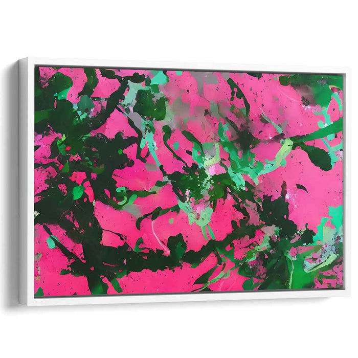 Neon Energy: Abstract Green and Pink Canvas Art Print