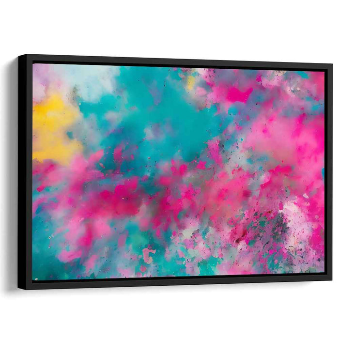 Chaos in Candy Colors: Abstract Expressionist Explosion of Pink and Turquoise Canvas Art
