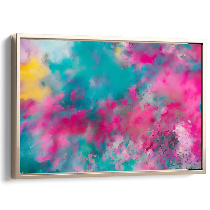 Chaos in Candy Colors: Abstract Expressionist Explosion of Pink and Turquoise Canvas Art