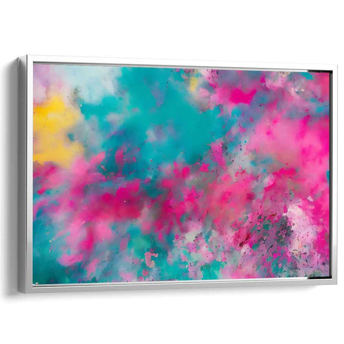 Chaos in Candy Colors: Abstract Expressionist Explosion of Pink and Turquoise Canvas Art
