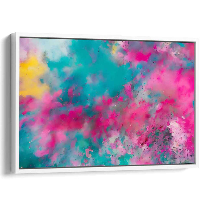 Chaos in Candy Colors: Abstract Expressionist Explosion of Pink and Turquoise Canvas Art