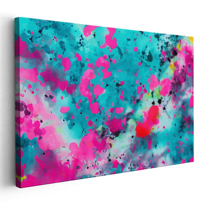 Vibrant Turquoise Splashes: Abstract Expressionist Canvas Art Print