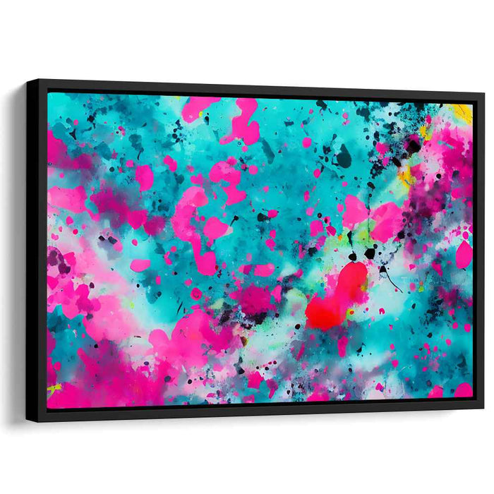 Vibrant Turquoise Splashes: Abstract Expressionist Canvas Art Print