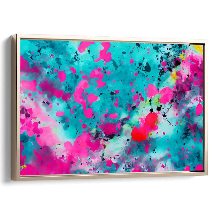 Vibrant Turquoise Splashes: Abstract Expressionist Canvas Art Print