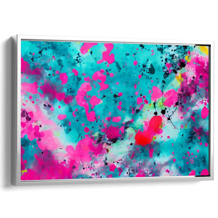 Vibrant Turquoise Splashes: Abstract Expressionist Canvas Art Print