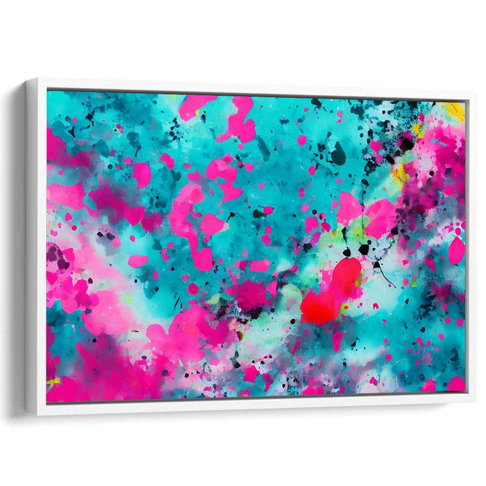Vibrant Turquoise Splashes: Abstract Expressionist Canvas Art Print