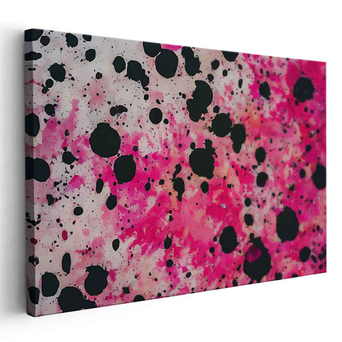 Vivid Splashes: Abstract Expressionist Pink and Black Canvas Art Print