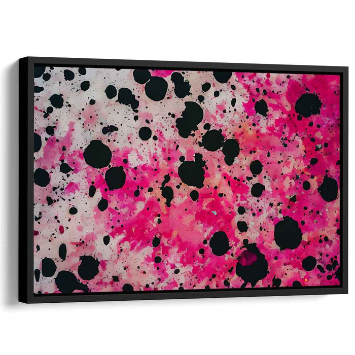 Vivid Splashes: Abstract Expressionist Pink and Black Canvas Art Print