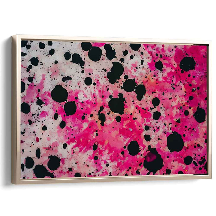 Vivid Splashes: Abstract Expressionist Pink and Black Canvas Art Print