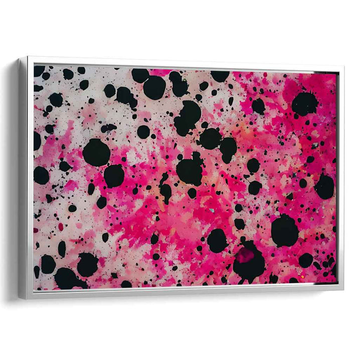 Vivid Splashes: Abstract Expressionist Pink and Black Canvas Art Print
