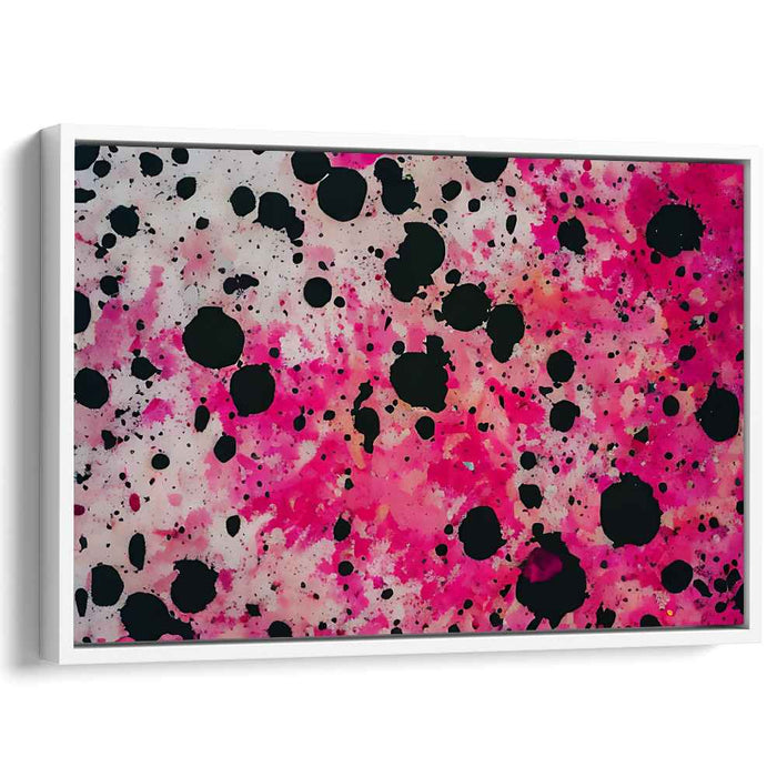 Vivid Splashes: Abstract Expressionist Pink and Black Canvas Art Print