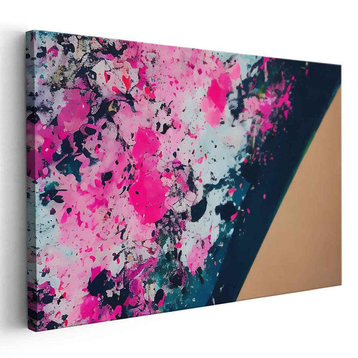 Splattered Elegance: Pink and Black Abstract Canvas Art