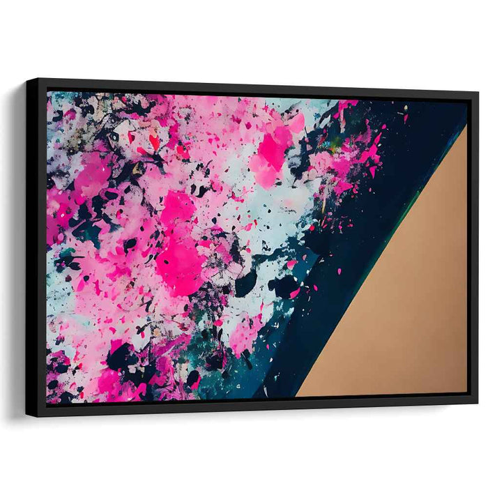 Splattered Elegance: Pink and Black Abstract Canvas Art